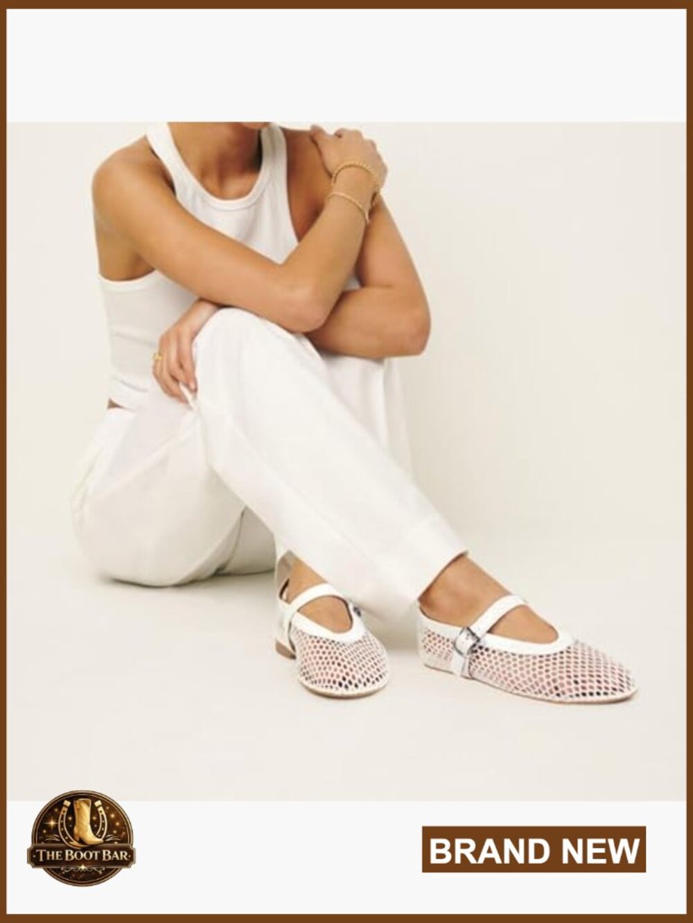 Mesh Ballet Flats Fishnet Mary Jane Buckle Strap Round Toe Flats - Picture 2 of 7